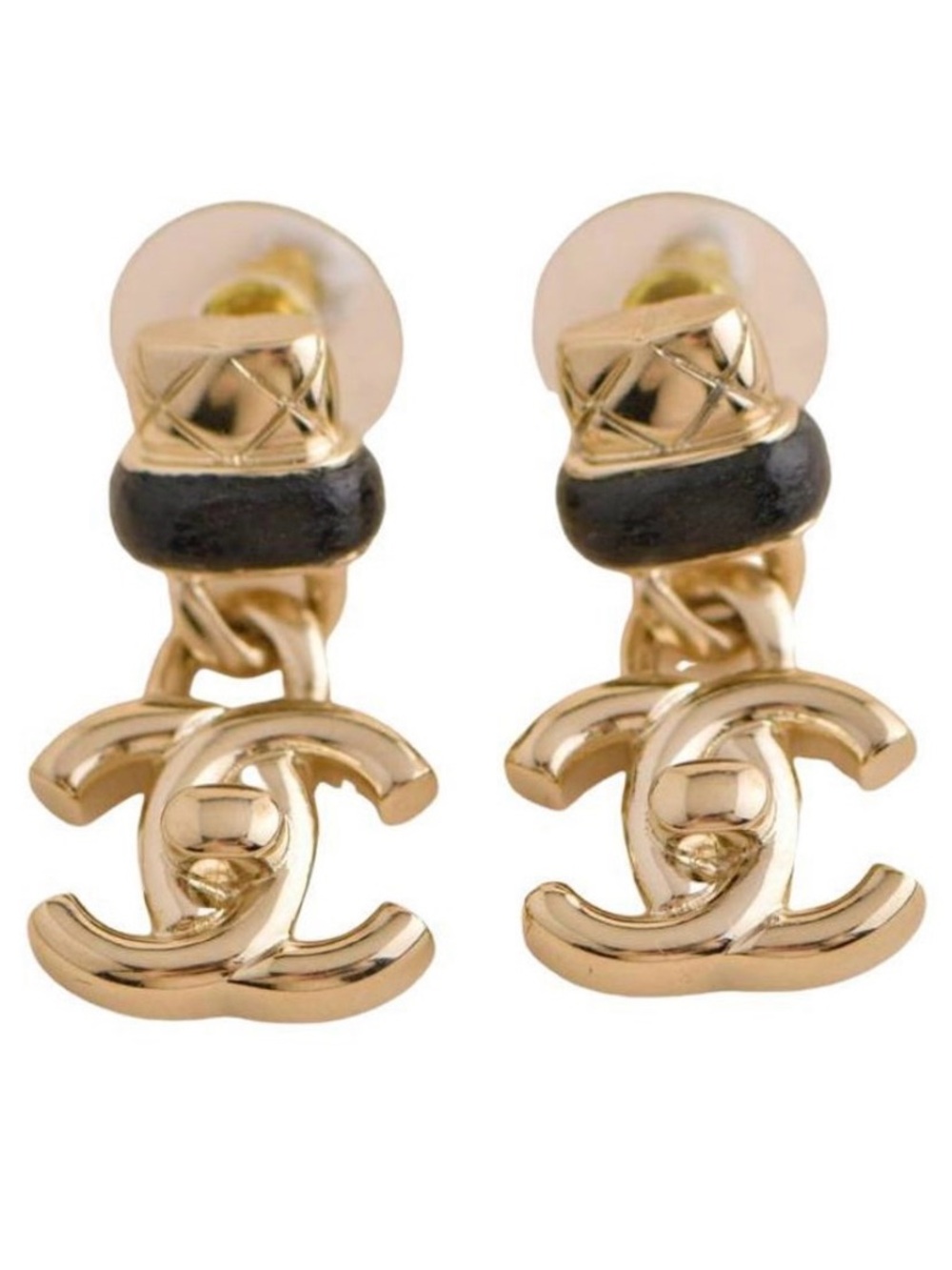 Chanel Turn-Lock Dangle Logo Earrings Gold-Tone